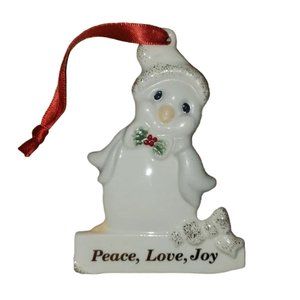 LENOX MERRILY YOURS PEACE, LOVE, JOY PENGUIN CHRISTMAS ORNAMENT